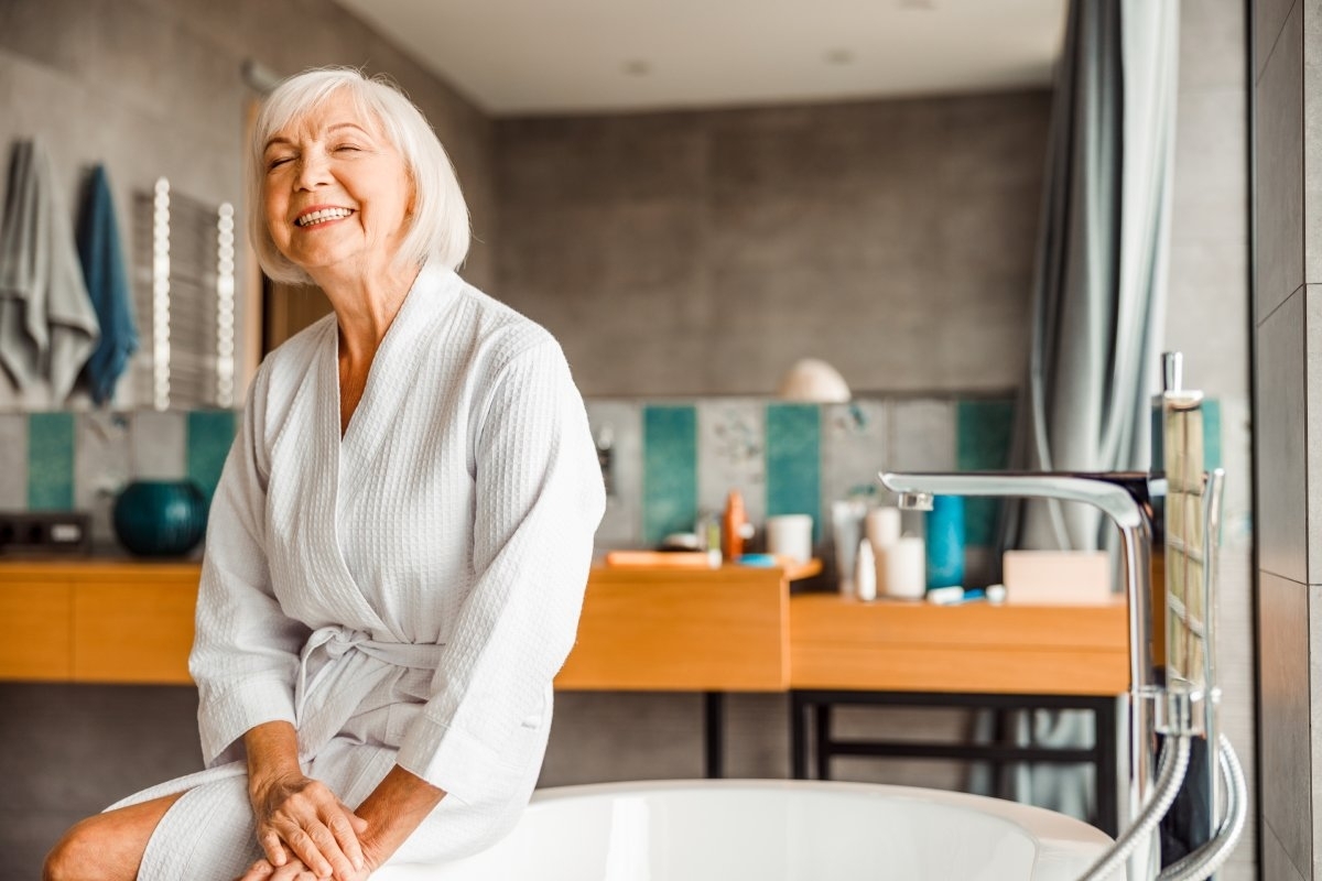 image showing senior in a bathroom