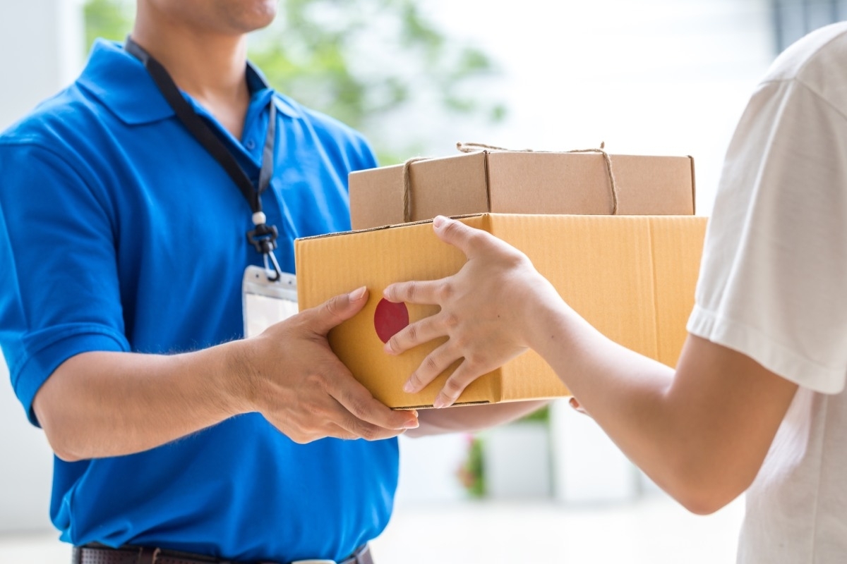 image showing person receiving package