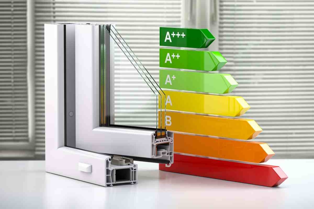 image showing a double pane windows and a energy efficiency indicator