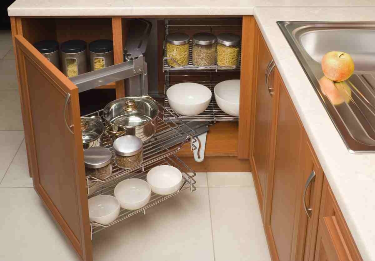 image showing kitchen cabinets optimizing storage