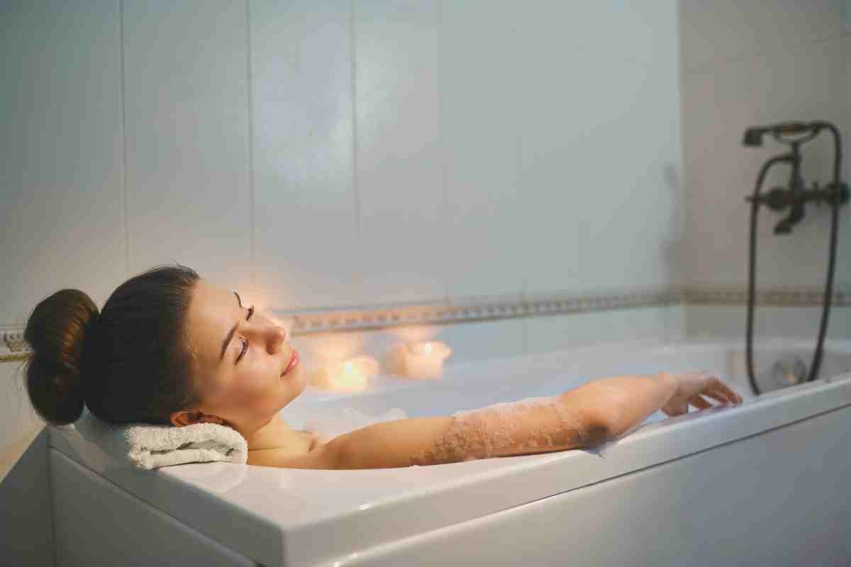 image showing woman relaxing in a walk-in tub
