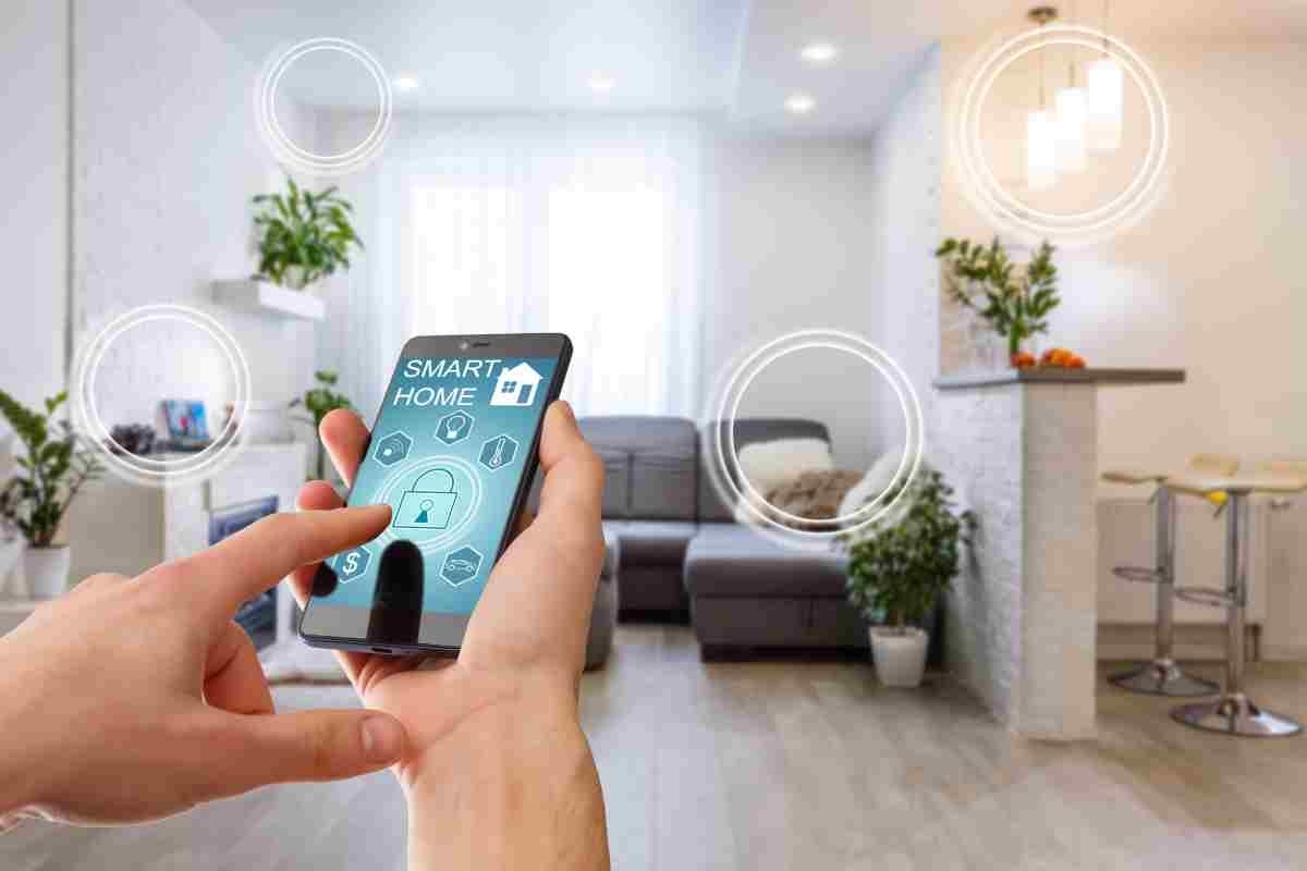 image showing a telephone remotely controlling all the devices of a smart home