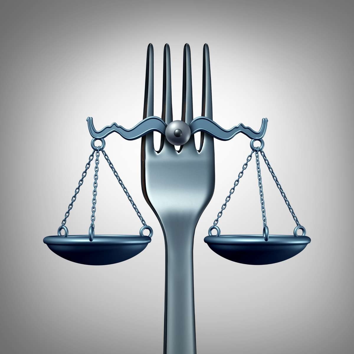 image showing a fork resembling a libra holding 2 plates