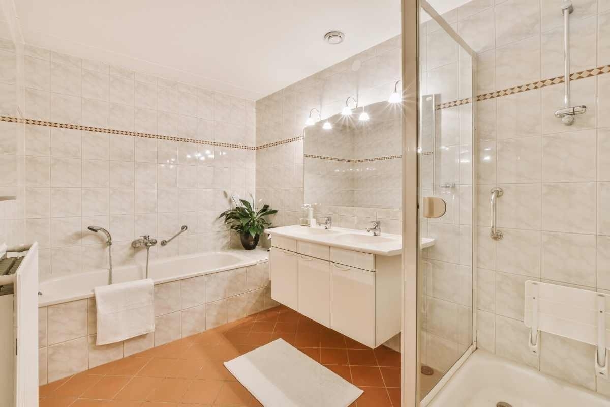 image showing a beige bathroom