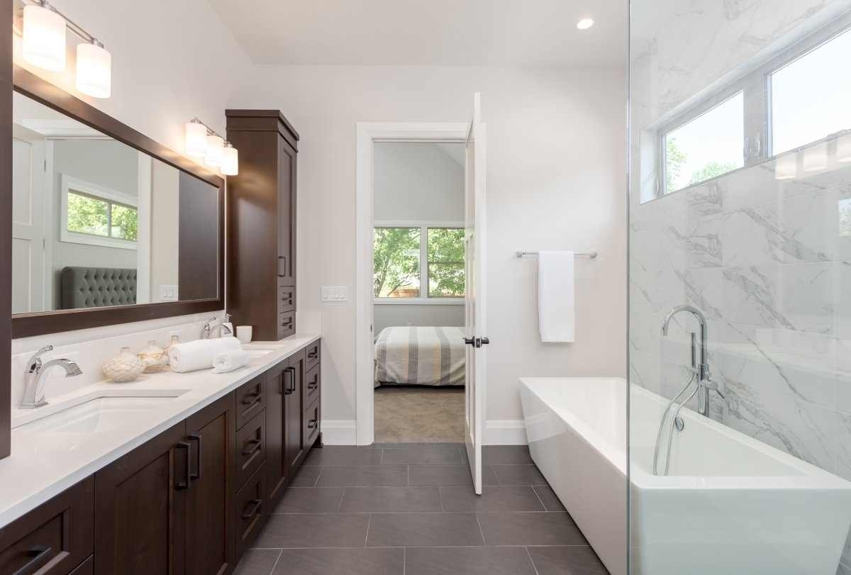 image showing a black and white bathroom