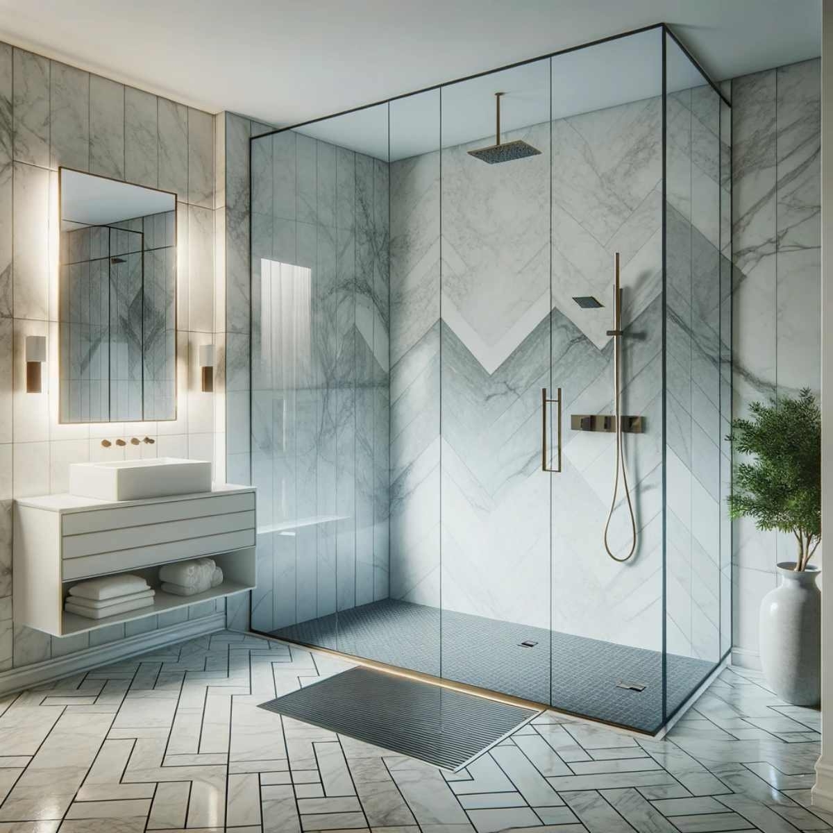 new shower modern and sleek