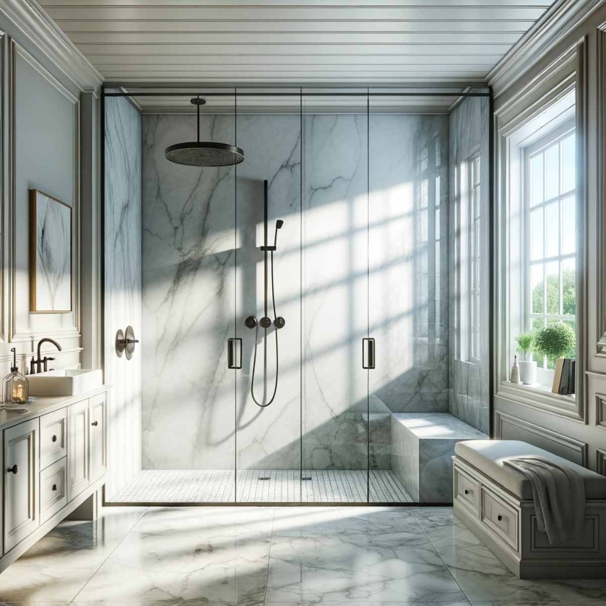 modern walk in shower