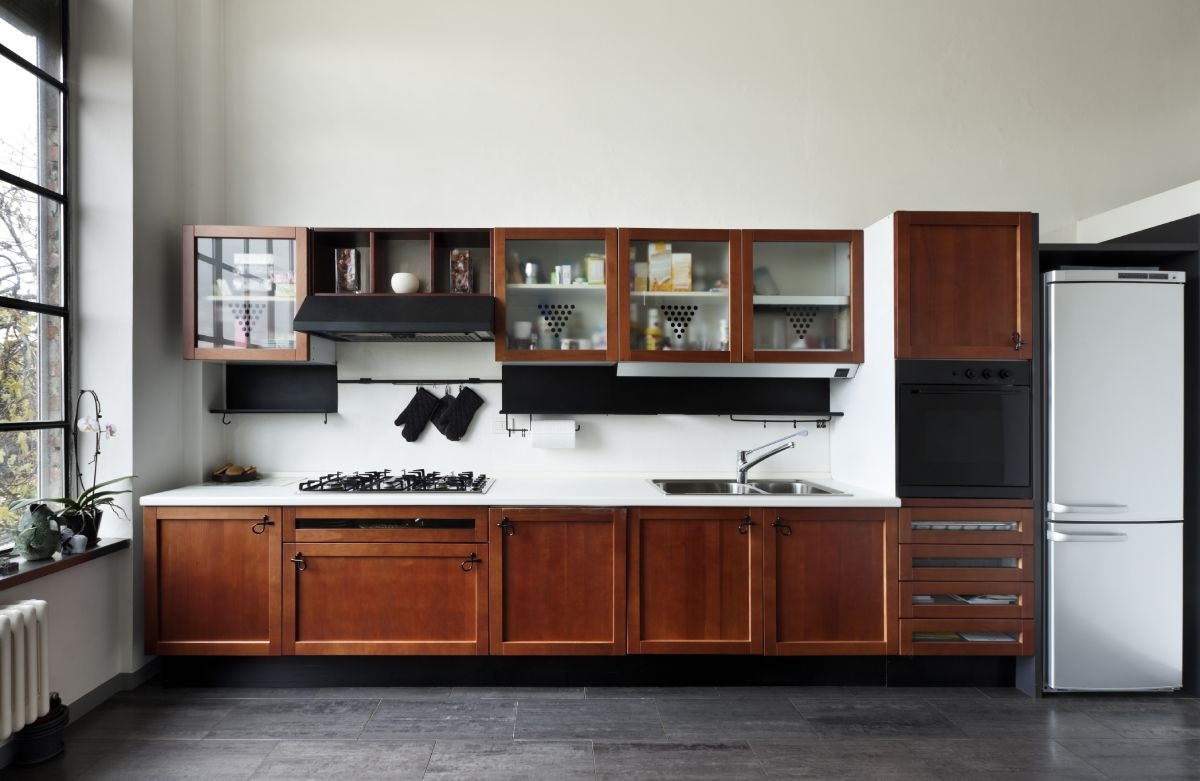 kitchen with wooden cabinets