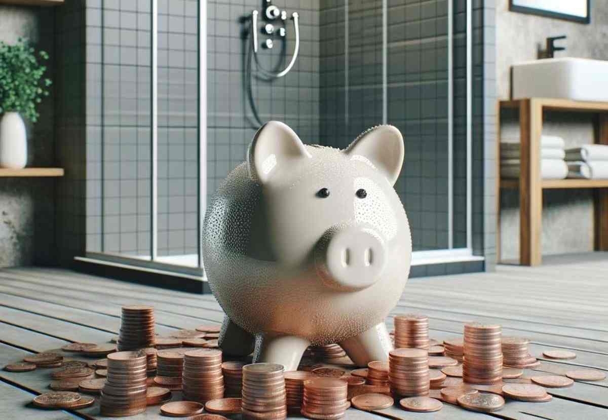 dollars on the floor in a remodeled bathroom