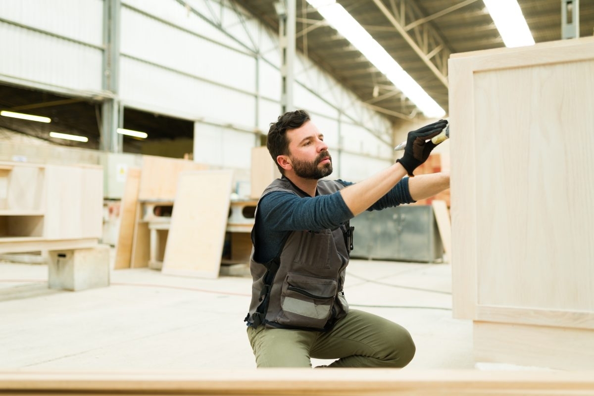 professional contractor refinishing cabinets