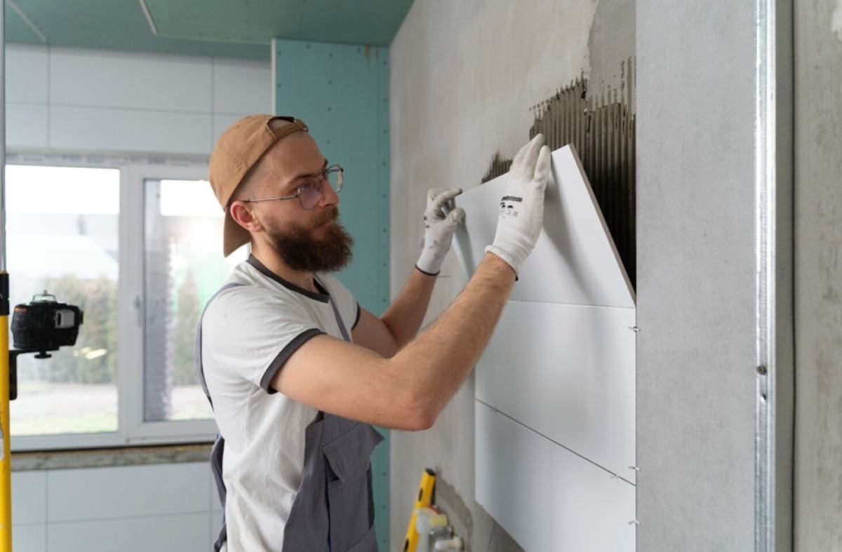 contractor working in the bathroom